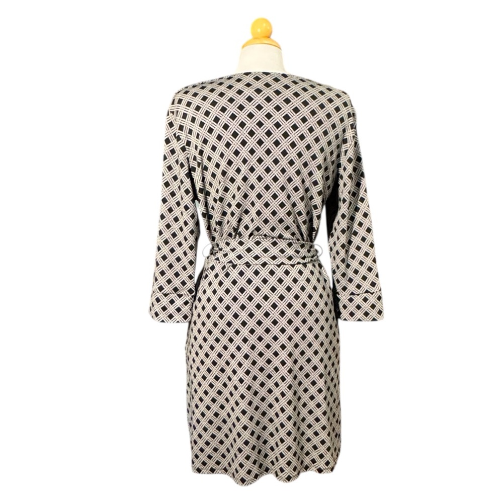 NWT H&M Beige & Black Geometric Wrap Dress - Picture 2 of 9